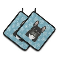 Carolines Treasures BB1661PTHD Snowflake French Bulldog Pair of Pot Holders , 7.5HX7.5W, multicolor