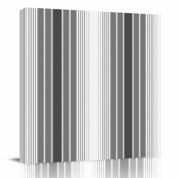 Canvas Print Wall Art Oil Paintings Abstract Grey Gradient Stripe Picture Prints Artwork for Living Room Kitchen Bathroom Bedroom,Stretched and Framed Ready to Hang,Watercolor Farmhouse Lines