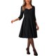 thumbnail image 2 of Vestido de cóctel A-Line de color sólido con escote corazón y mangas 3/4 para mujer INSPIRE CHIC XL Negro, 2 of 5