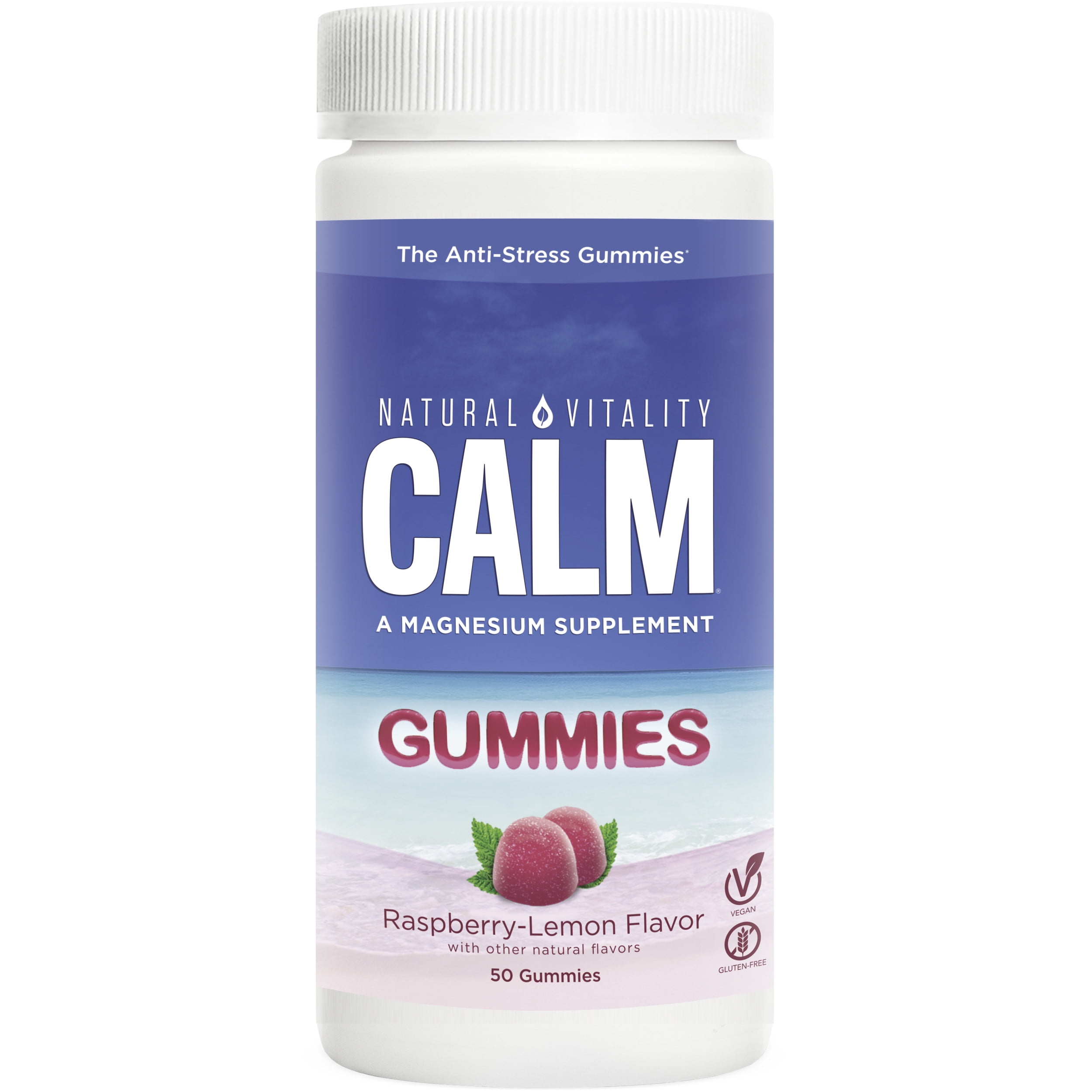Natural Vitality Calm Magnesium Gummies, Raspberry Lemon, 50 Count