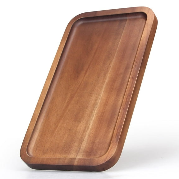 Small Wooden Serving Tray Rectangle Acacia Wood Charcuterie Board for Cheese Cake Fruits Appetizer Party Dining Rustic Home Decor Platter, Brown