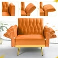 thumbnail image 3 of ACMEASE Velvet Accent Chair with Adjustable Armrests and Backrest,Single Recliner Armchair with Ottoman,Orange, 3 of 7
