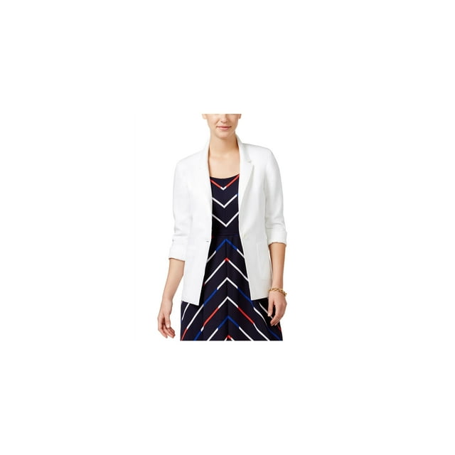 Tommy Hilfiger Boyfriend One Button Blazer Chaqueta para Mujer, Blanco, 14