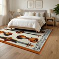 thumbnail image 3 of ODIKA 6'x9' Washable Area Rug Guitar Music Print Notes Symmetrical Retro Composition Vintage for Family Room, Living Room, Master Bedroom, Non-Slip, Easy Care, 3 of 7