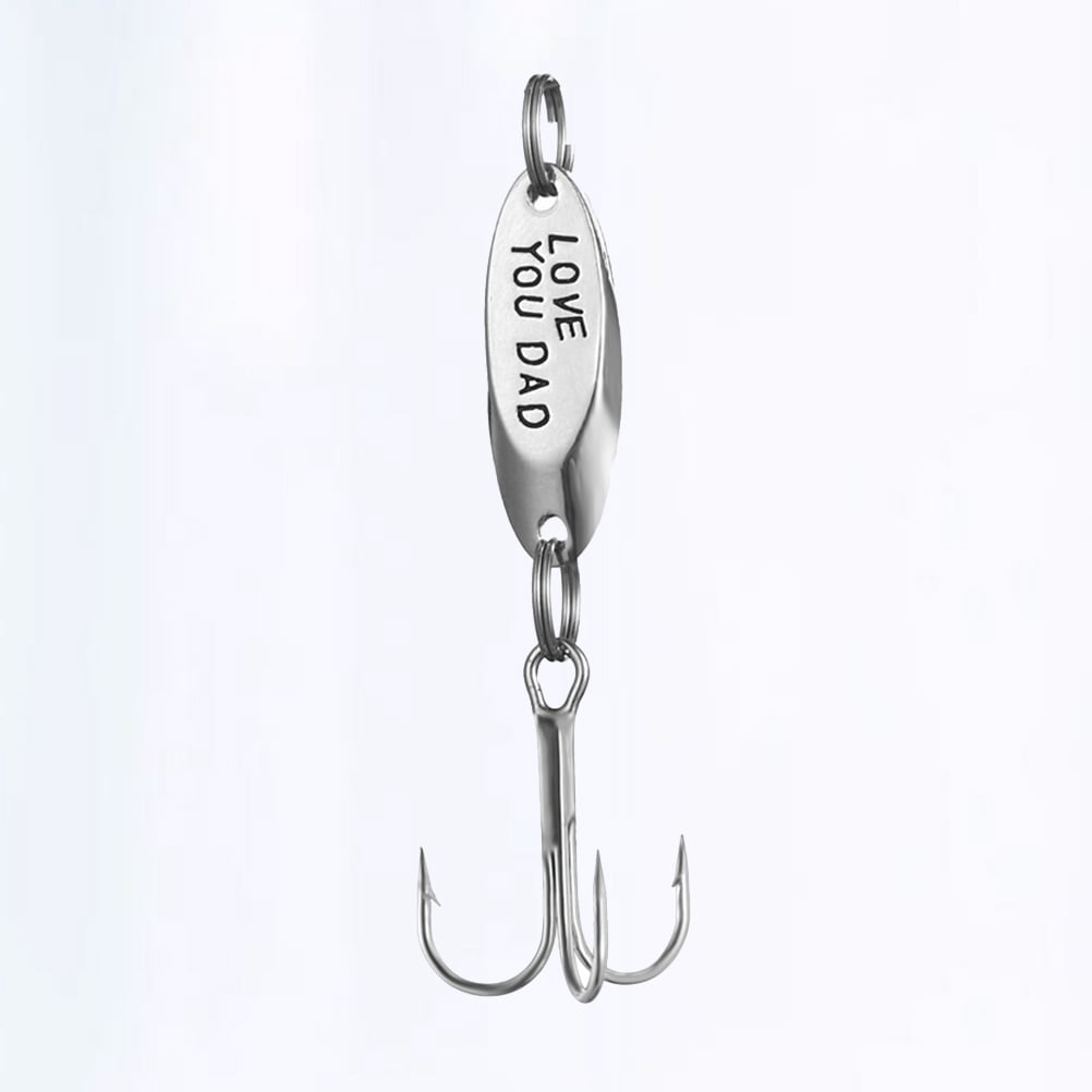 Stainless Steel Fish Hook Guitar Pick Decor Fish Lure Bait Hard Fake Bait  Triple Hooks Tackle Accessories for Outdoor Fishing (Love You Dad Pattern)  