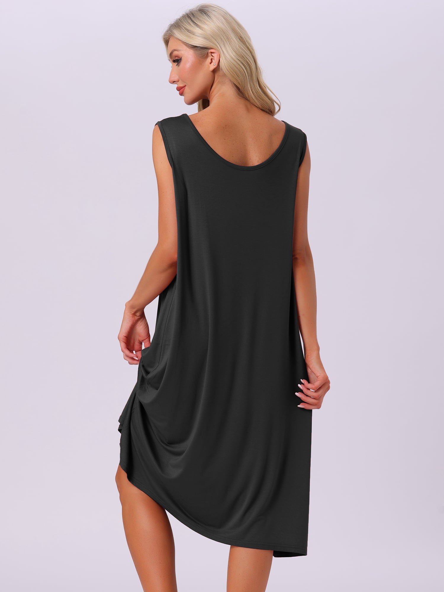 DARING DIVA Women's Cotton Sleeveless Long Tank Nightdress Lounge Pajamas S Black