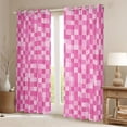 thumbnail image 2 of Homewish Cute Pink Plaid Blackout Curtains Set of 2 (52x84 Each) for Kids, Vintage Game Abstract Window Curtains, Kawaii Square Rectangle Curtains and Drapes, Blackout Curtains Home Decor, 2 of 6