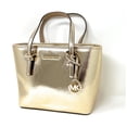 thumbnail image 3 of Michael Kors Metallic Smooth Leather Solid Print Carryall Tote Convertible Handbag, Gold, 3 of 4