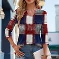 thumbnail image 2 of WRKEKC 3/4 Sleeve Tops for Women V Neck Print with Ribbed and Ruffle Detail Casual Loose Fit T Shirt for Stylish Wear and Comfort, 2 of 6