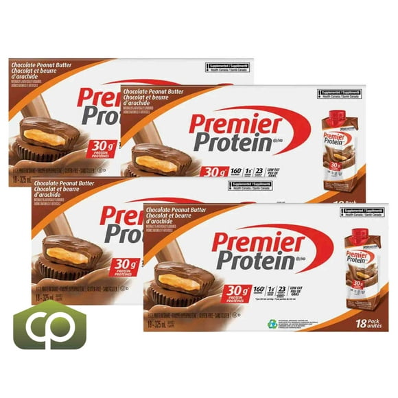 Premier Protein High-Protein Delicious Chocolate Peanut Butter Shake 18 x 325 mL (4 CASE)-TOTAL 72