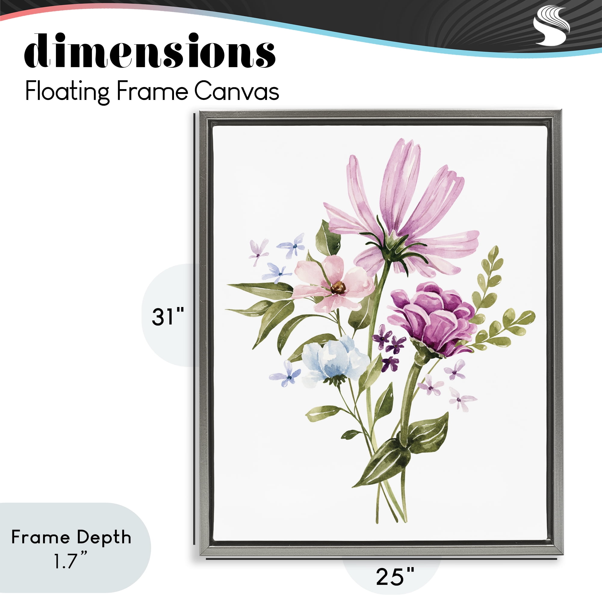 Stupell Industries Wildflower Fields Floral Bundle Gray Framed Floater Canvas Wall Art, design by Bethany Sandoval