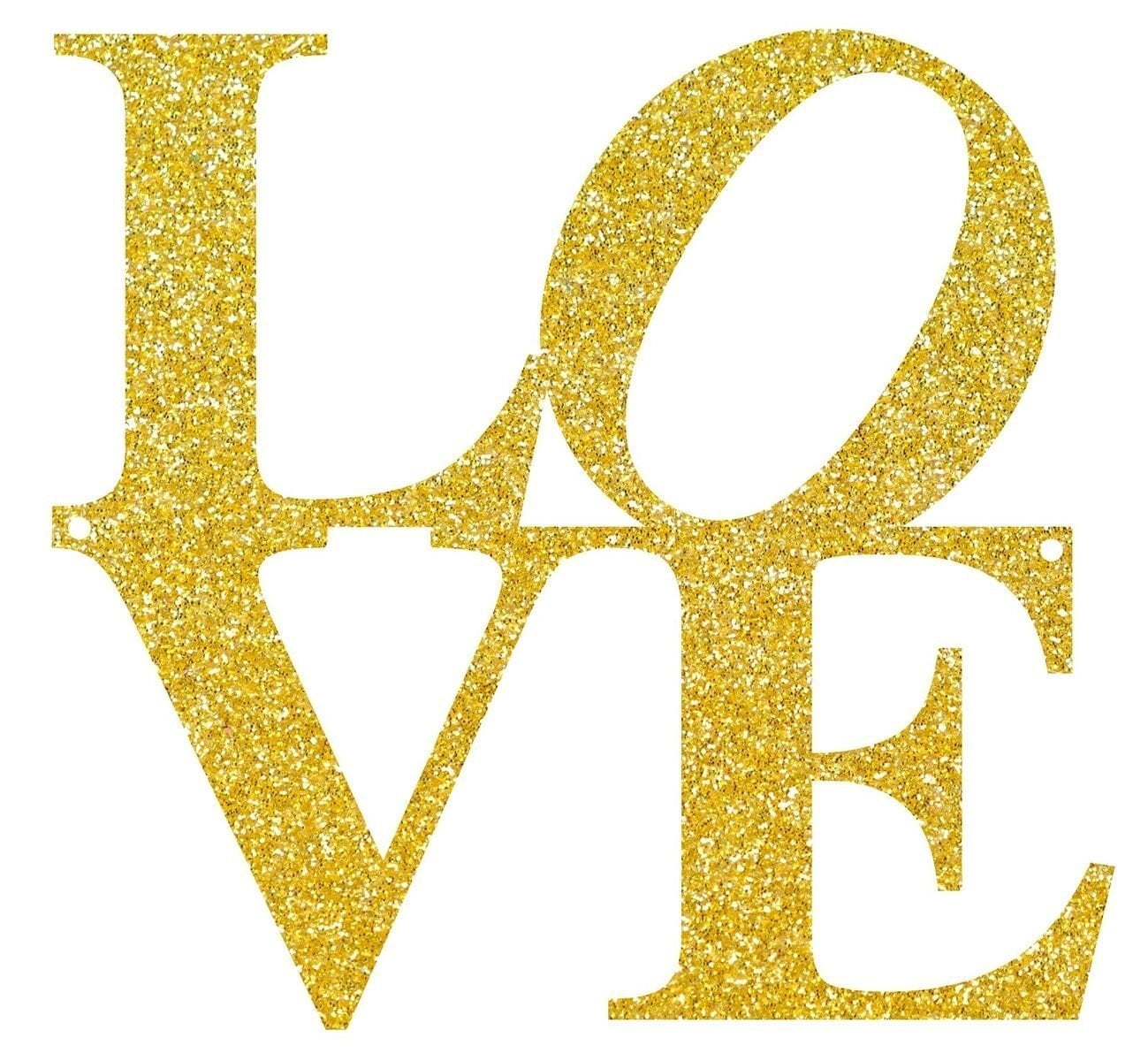 PhotoSteel Love Glitter Metal Wall Sign 9" x 8" Gold