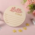 thumbnail image 3 of Newborn Announcement Sign, 5.9in Wooden Hello World Sign Baby Welcome Sign Birth Baby Name Plaques for Newborn Boys and Girls Photo Props Baby Shower Hospital Nursery (Light Pink), 3 of 6