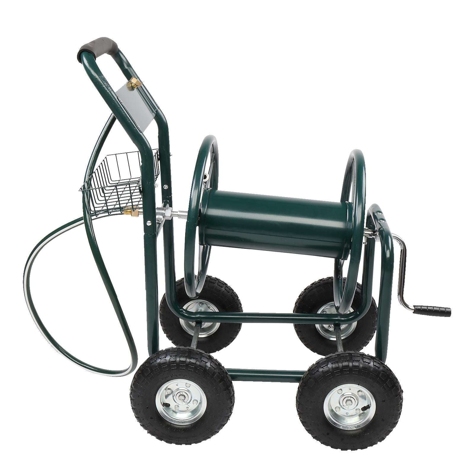 UBesGoo Iron FourWheel Pipe Truck Garden Water Hose Reel Car Dark Green