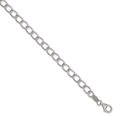 thumbnail image 1 of 925 Sterling Silver Rhodium Plated Half round Wire Curb Chain Bracelet 8 Inch, 1 of 2