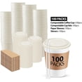thumbnail image 2 of missunny-100-Value-Pack 12oz Compostable Coffee Cups with Lids, Sleeves & Stirrers – Eco-Friendly Disposable Cups for Coffee, Tea, Cocoa – Great for Travel, Parties & Events, 2 of 2