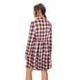 thumbnail image 3 of FANCYINN Women's Gingham Stand Collar Shirt Dress Buttons Up Casual Round Up Long Sleeve Mini Plaid Shirt Dresses Christmas Red and Black M, 3 of 6