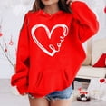 thumbnail image 2 of XIAOCHA WoMen's Valentines Love Heart-Print Hoodie Oversized Long-Sleeve Hooded Pullover Cozy Holiday Casual Soft hoodies, 2 of 4