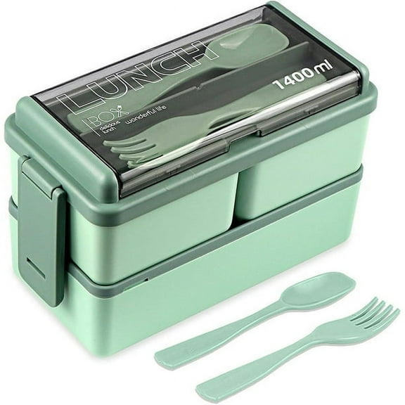 MOQIN Bento Box Adult Lunch Box Stackable, 49OZ Bento Boxes for Adults Lunch Containers, Leak Proof Adult Bento Box with Removable Compartments, Bento Box Lunch Box Microwave Safe