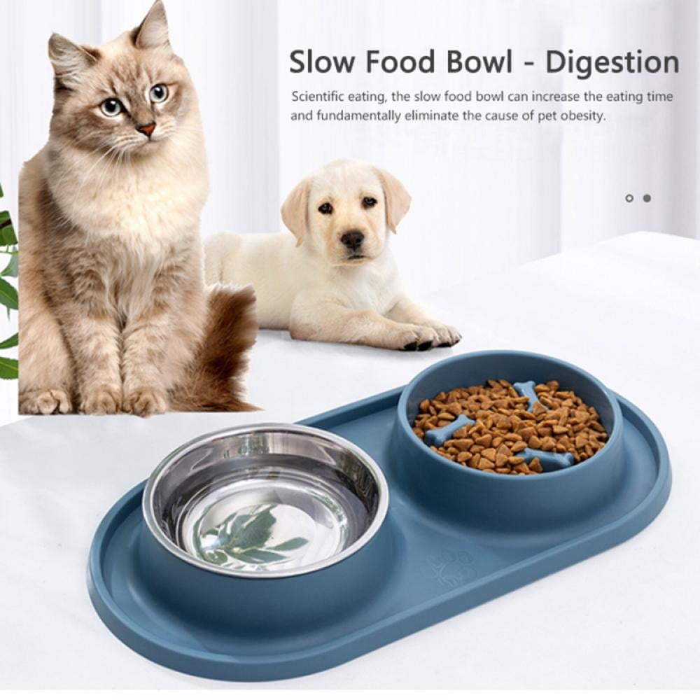 Slow Feeder Dog Bowls Detachable Stainless Steel 2in1 Slow Feeding