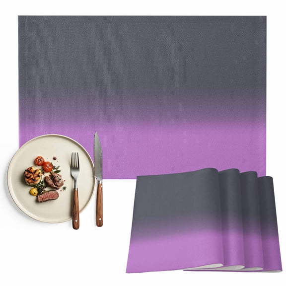 Placemats Set of 4, Purple Grey Ombre Place Mats Gradient Gradual Color Tablemats Washable Placemat Table Decoration for Kitchen Table Dinner Party Home Decor Indoor Outdoor 13x19 Inch