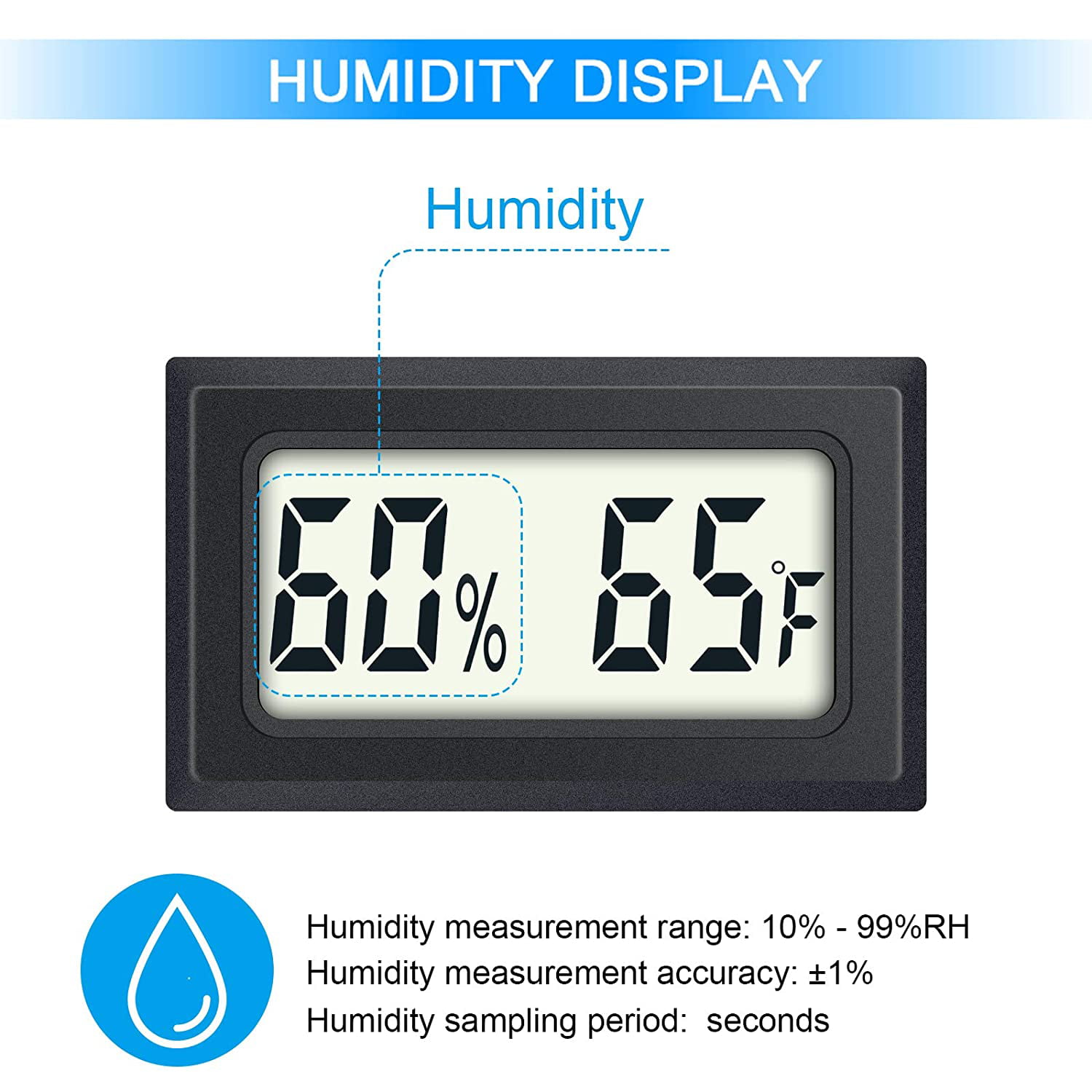 JEDEW 4-Pack Mini Digital Hygrometer Thermometer Gauge, Indoor Outdoor Temperature Humidity Meter for Greenhouse Humidors Incubators Reptile