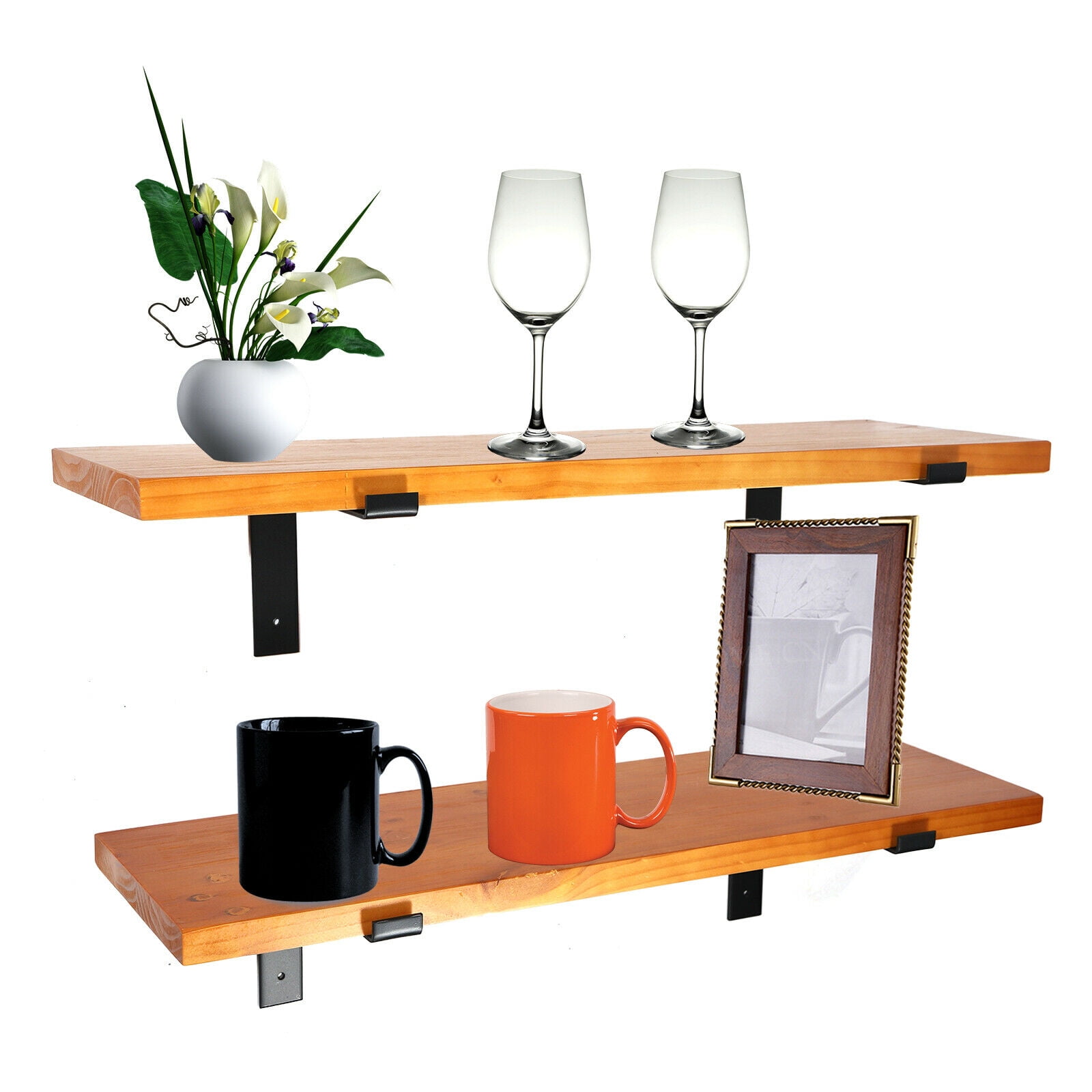 Miumaeov Industrial Bookshelf Bracket Wood Shelves Wall Shelf Storage