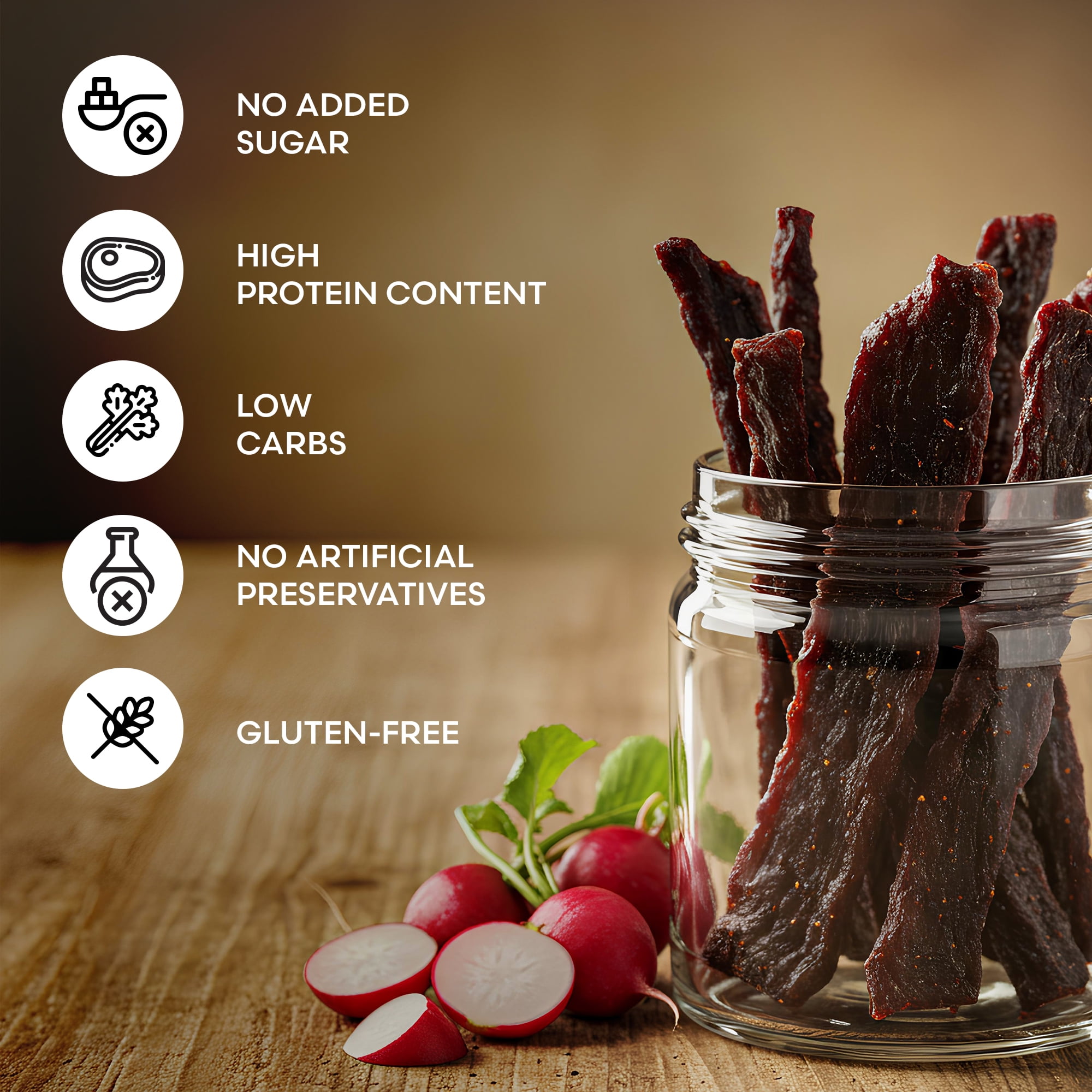 Tough To Chew: Organic Bone Broth Beef Jerky – Grass-Fed, Zero Sugar, Low Calorie, High Protein, Extra-Firm Texture – 2 oz (Pack of 4)