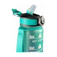 thumbnail image 2 of Botella de agua verde de 1 litro con marcador de tiempo sin BPA y correa, 2 of 5