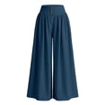 thumbnail image 6 of Mifsaly High Waisted Wide Leg Palazzo Pants Women Button Down Front Smocked Flowy Pant with Pockets Loose Fit Casual Summer Beach Vacation Clothes, 6 of 6