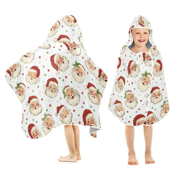 joogoo Vintage Santa Claus Kids Hooded Beach Towel Baby Bath Towel 23.5"x50"