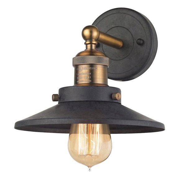 Elk Home English Pub 1-Light Antique Brass 8-Inch Wide Vanity Light with Metal Shade
