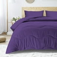 thumbnail image 2 of D.N.G. BEDDINGS 3 Piece Luxury Wavy Stitching Comforter Set Super Soft, All Season, 800 Thread Count, 100% Egyptian Cotton, With 6 Corner Tabs, Super King Size Purple Color, 2 of 6
