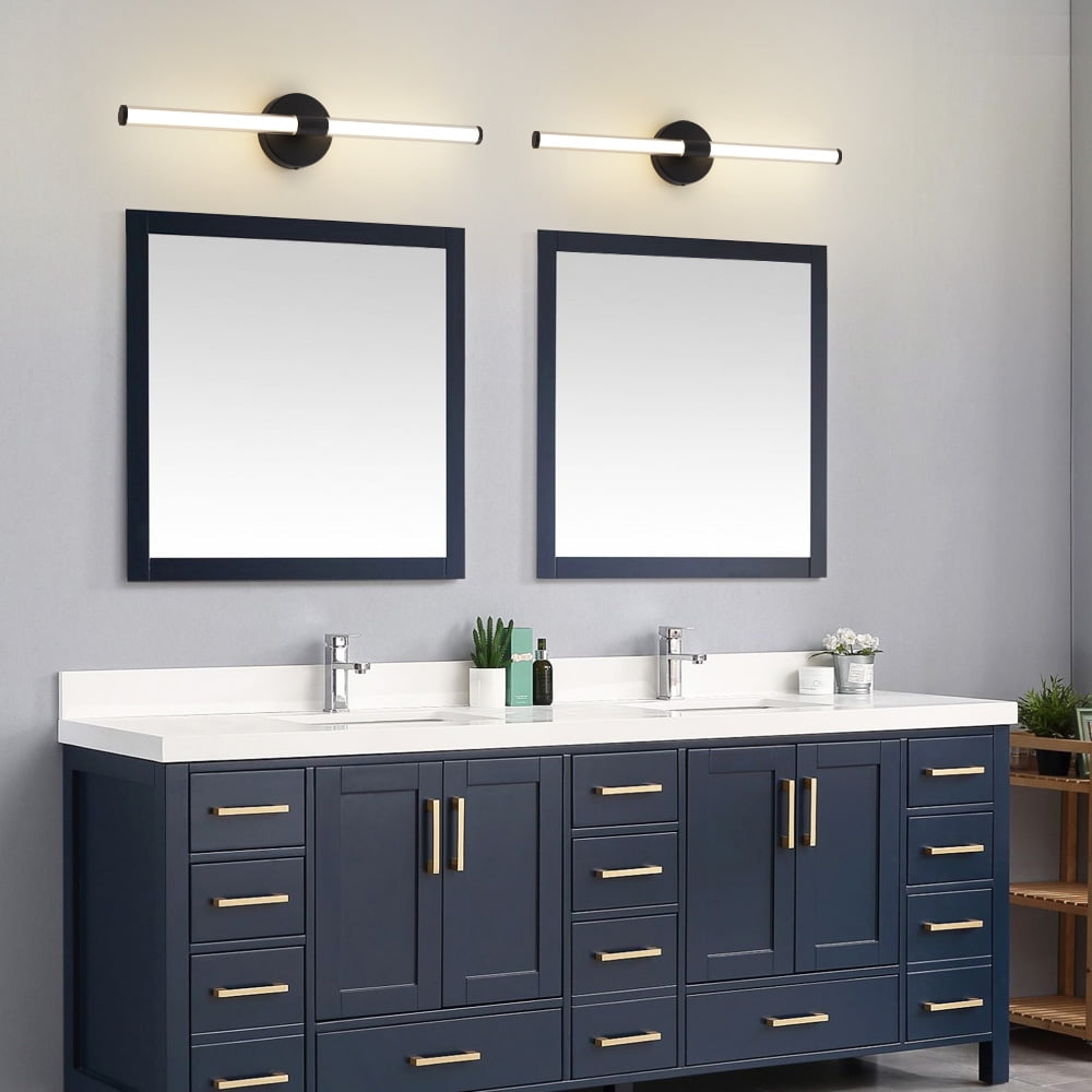 Deyidn 24 Inch Black LED Bathroom Wall Sconce, 20W Dimmable Mirror Light with 360° Illumination, for Bathroom Mirror, Makeup Vanity