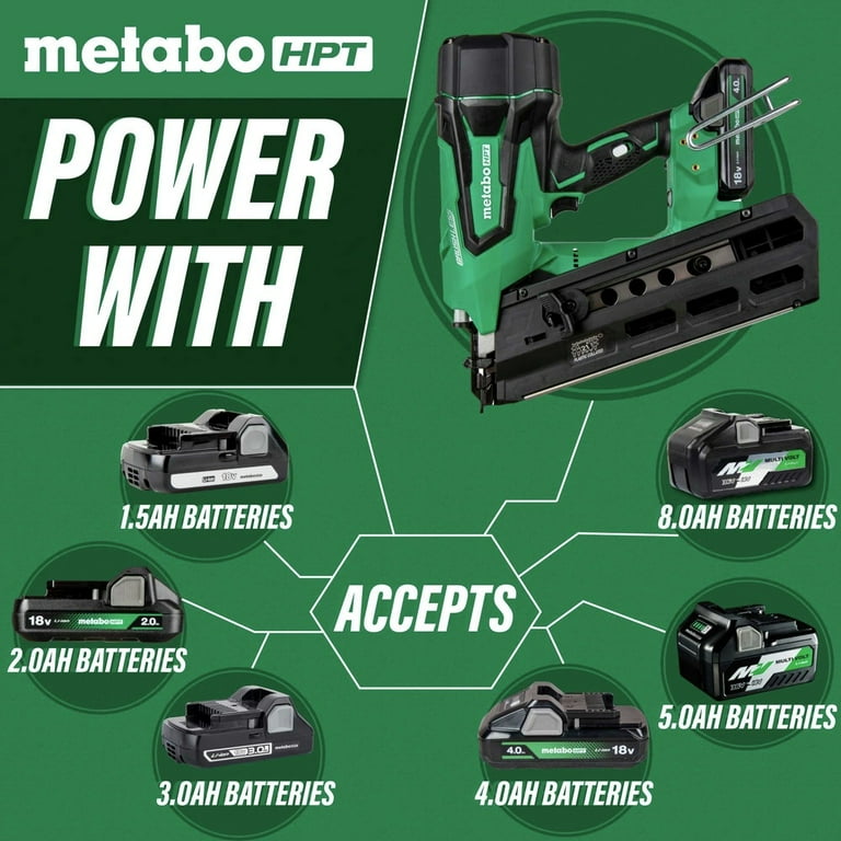 Metabo Hpt 18V Power Nailer 21 Deg Cordless Framing Nailer with 4Ah Battery Fuel Gauge Walmart