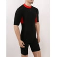 thumbnail image 3 of Miaeowve Men One Piece Shorty Wetsuit Surfing Diving Rashguard Swimsuit Half Sleeves Sun Protective Bathing Suit Red L, 3 of 7