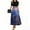 Dark Blue, variant on WTOBBY Women's Fashion Casual Belted Short Sleeve Round Neck Halloween Print Elegant Dress with Waist Tie and Vintage Pattern,Black L