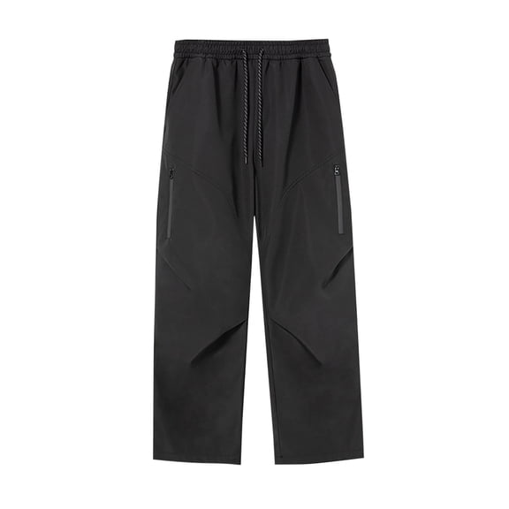 Hrsba Running Pants for Young Men,Solid Color Outdoor Water Repellent Elastic Waist Drawstring with Pockets Summer Long Pants for Men