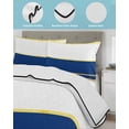 thumbnail image 4 of Quilts King Size Bedding Set, Modern Navy Blue Gold Lightweight Quilted Comforter, Minimalist Geometric Yellow Striped Soft Reversible Bedspread Coverlet with Pillow Covers for All Season, 96" x 106", 4 of 7