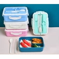 thumbnail image 3 of Fiambrera infantil con 3 compartimentos, 2 cubiertos, 1000 ml, hermética para guardería, Bento Box Boy, apta para microondas, 3 of 5