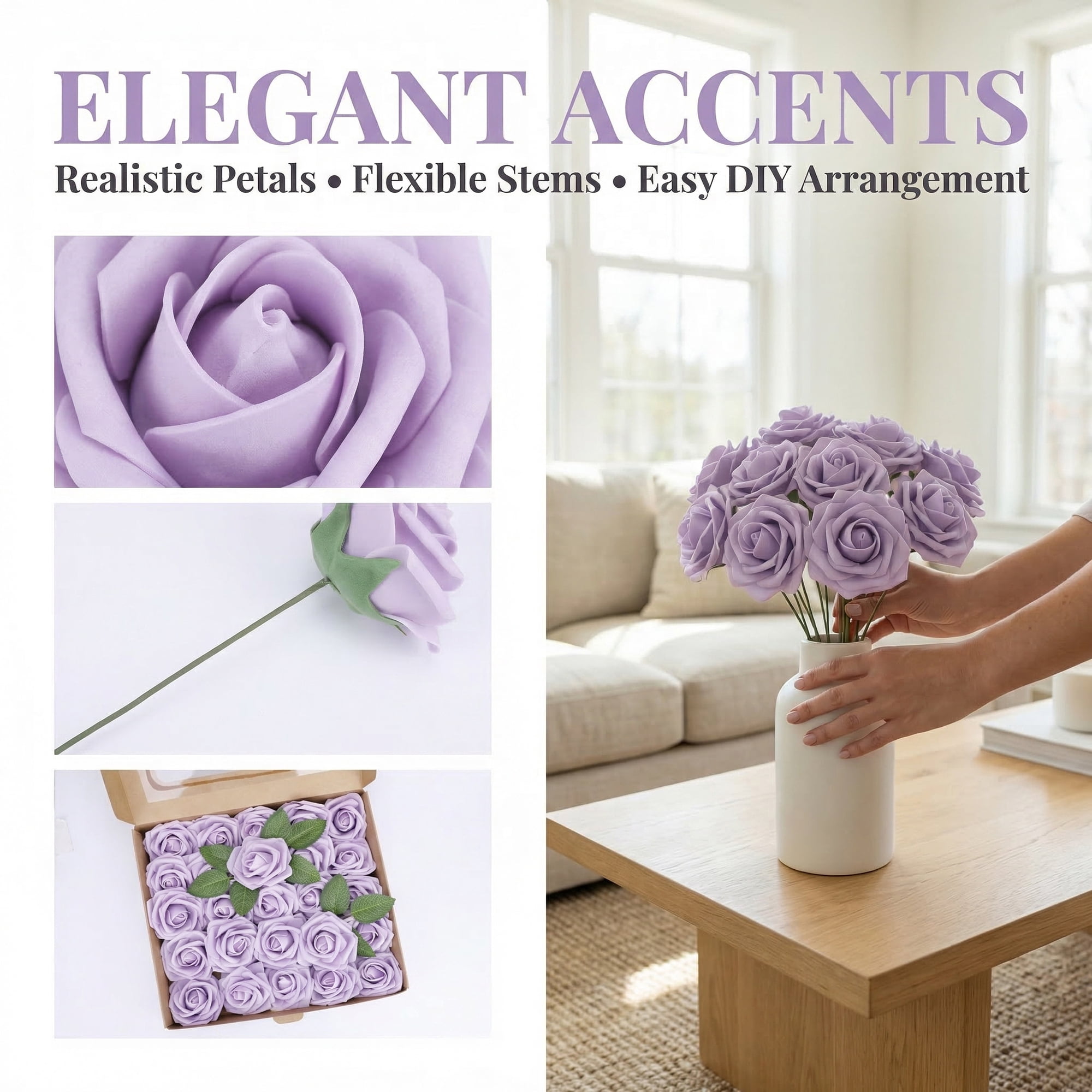 Unique Bargains Artificial Detachable Rose Silk Flower Light Purple 7.1"