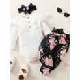 thumbnail image 5 of Dooleck Baby Girl Clothes Infant Ribbed Ruffle Bodysuit Floral Halen Pant Outfit Set, 5 of 7