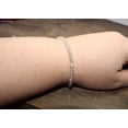 thumbnail image 3 of Champagne Zircon 3.5mm Rondelle Shape Faceted Cut Beads 7 inch Silver Plated Clasp Bracelet for men, women, unisex. Link Chain Stacking Bracelet.|LINK_01906, 3 of 4