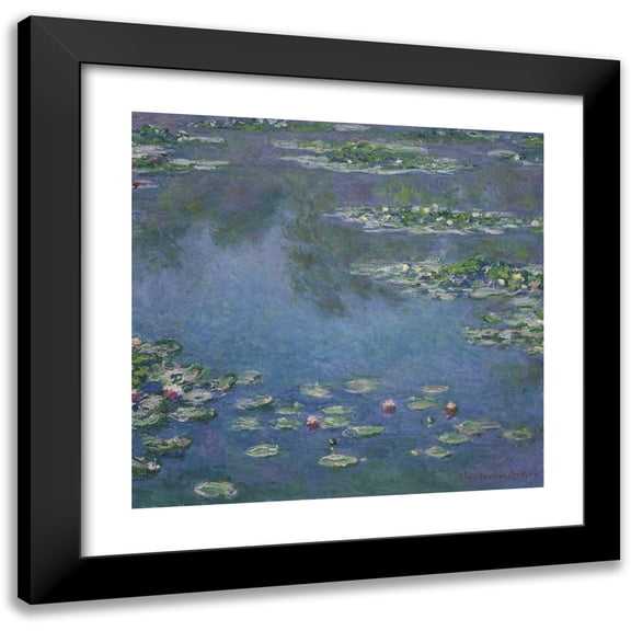Claude Monet 12x12 Black Modern Framed Museum Art Print Titled - Water Lilies (1906)