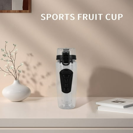 

BPA-Free Fruit Infusion Sports Bottle 1000ml/32oz Fruit Infusing Infuser Water Bottle Plastic Sports Detox Health black