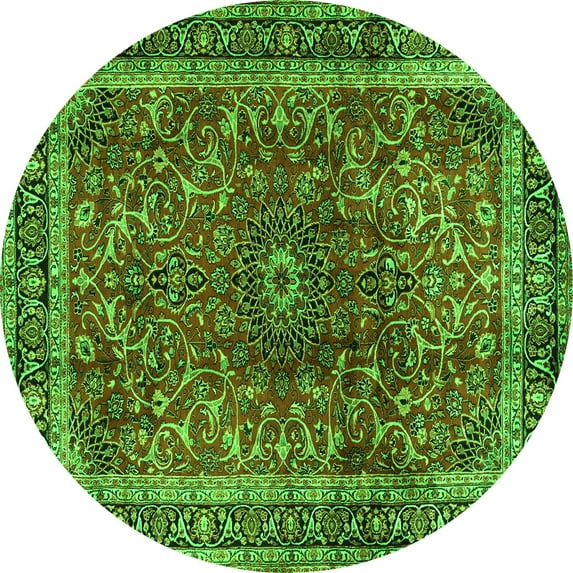 Ahgly Company Indoor Round Persian Green Traditional Area Rugs, 4' Round