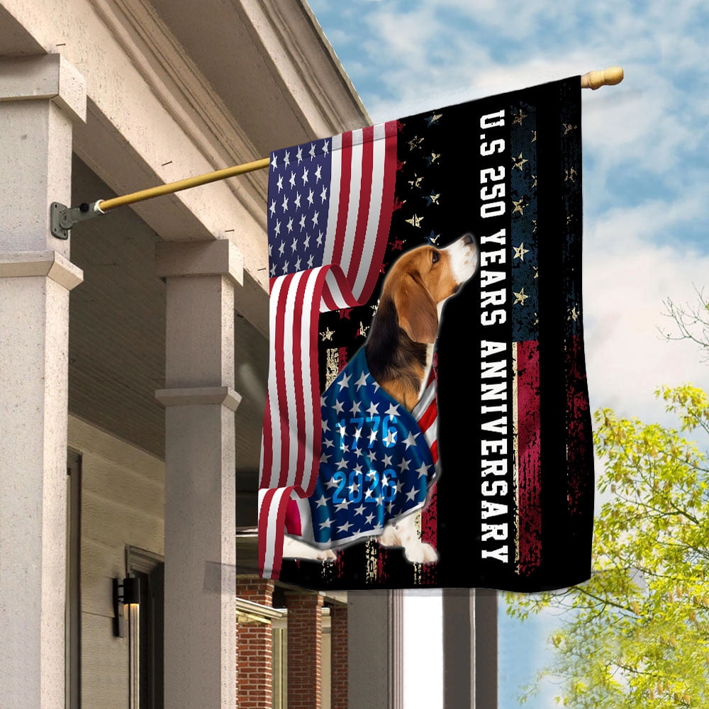 250 Anniversary Flag 29.5x39.5 inch Beagle Dog Wearing Patriotic America National Flag 250 Years 1776-2026 Indoor Outdoor Decor