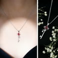 thumbnail image 3 of Rosec Jewels Lab Grown Ruby Key Pendant Necklace for Women (4X6mm Pear Shape, AAAA Grade) - Ruby Diamond Necklace with Chain, 925 Sterling Silver, 3 of 8