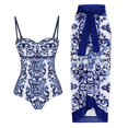 thumbnail image 5 of Traje de baño de una pieza con estampado de porcelana azul y blanca para mujer, 5 of 5