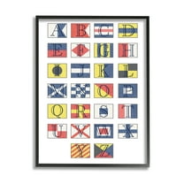 Stupell Industries Boating Flag Alphabet Geometric Nautical Chart Typography Painting Black Framed Art Print Wall Art, 24 x 30